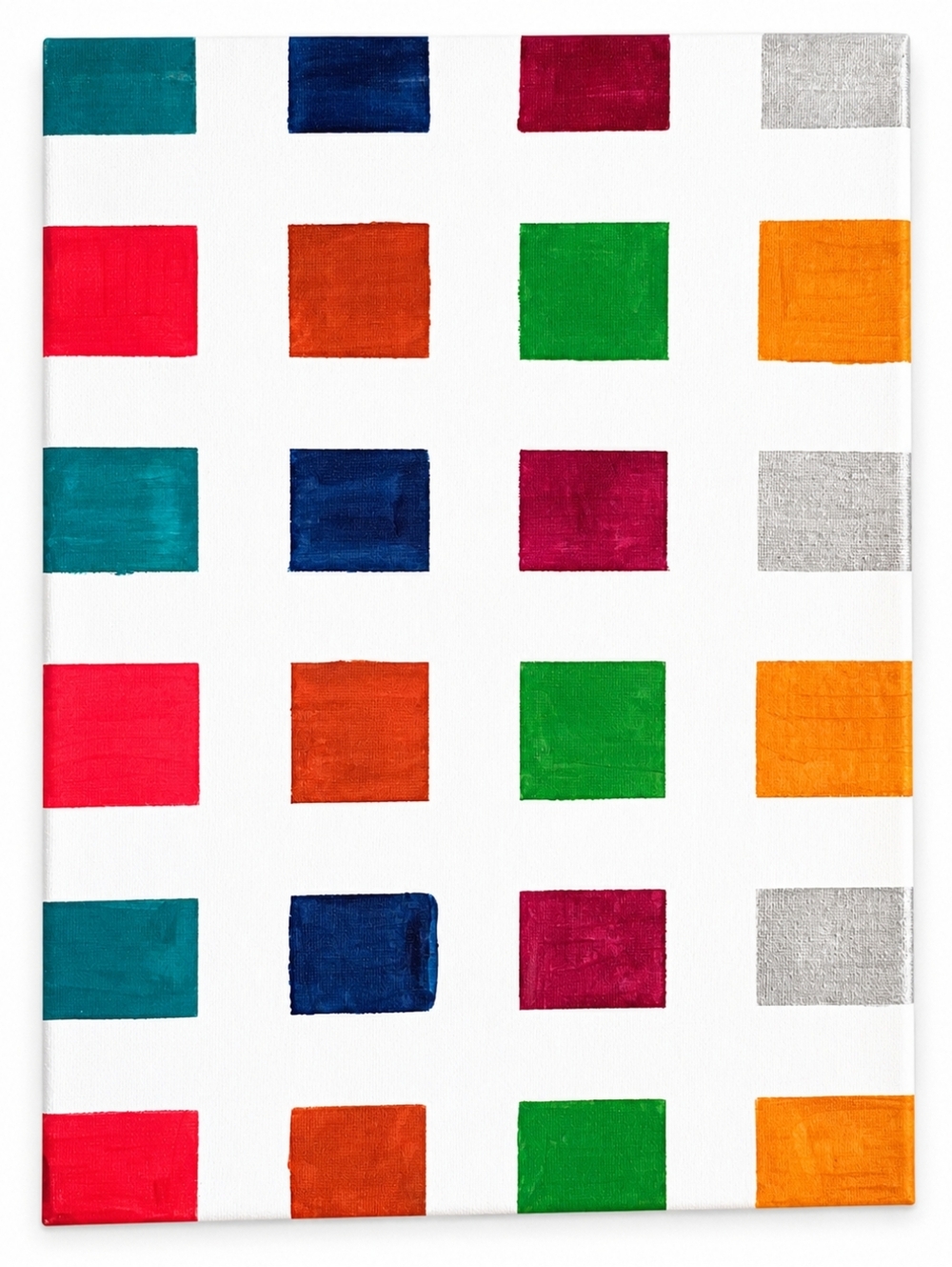 Hand Painted Acrylic Geometric Color Block Art 9x12 Canvas Modern Wall Decor